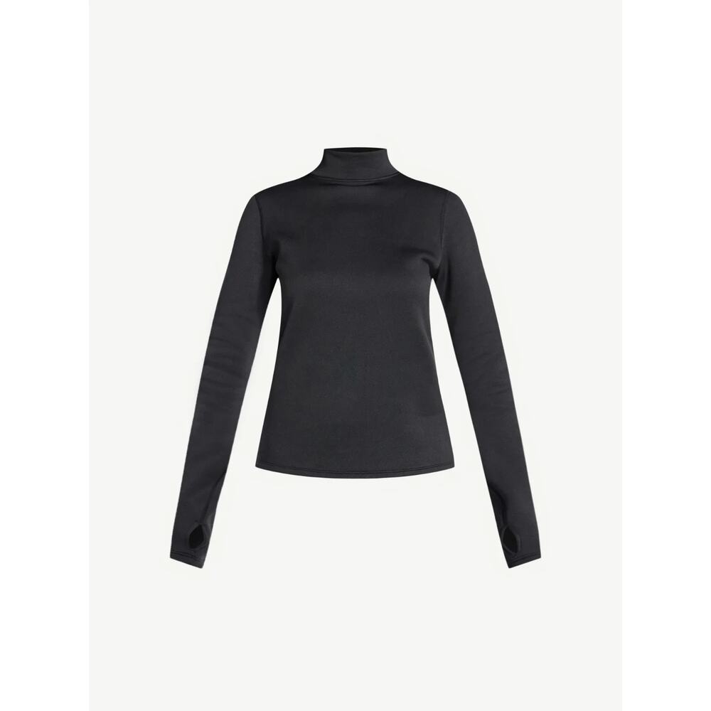 Ozark Trail Women’s Warmest Thermal Long Sleeve Fleece Mockneck Top Black Medium